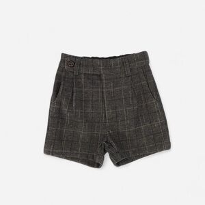 Plaid Wool Pleat Shorts